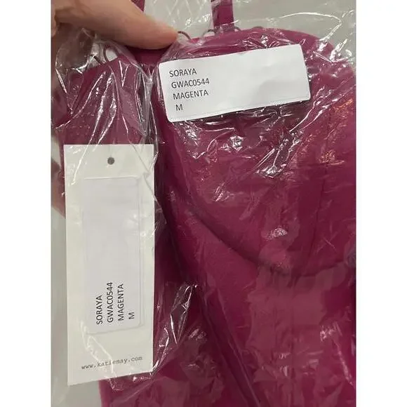 KATIE MAY Soraya Trumpet Midi Dress In Magenta - Picture 4 of 11